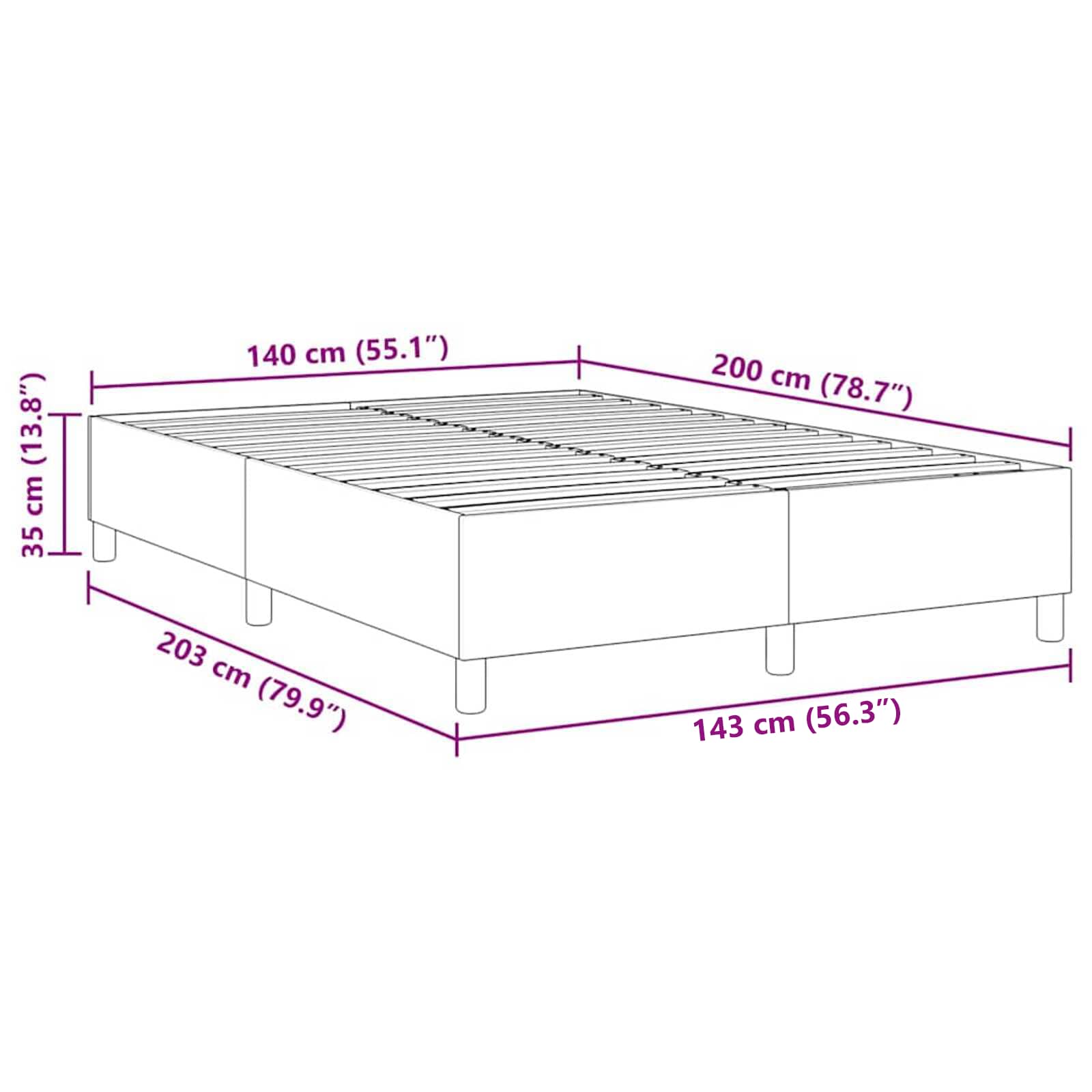 Krevetna platforma Svijetlo siva 140 x 200 cm Kordura tekstil