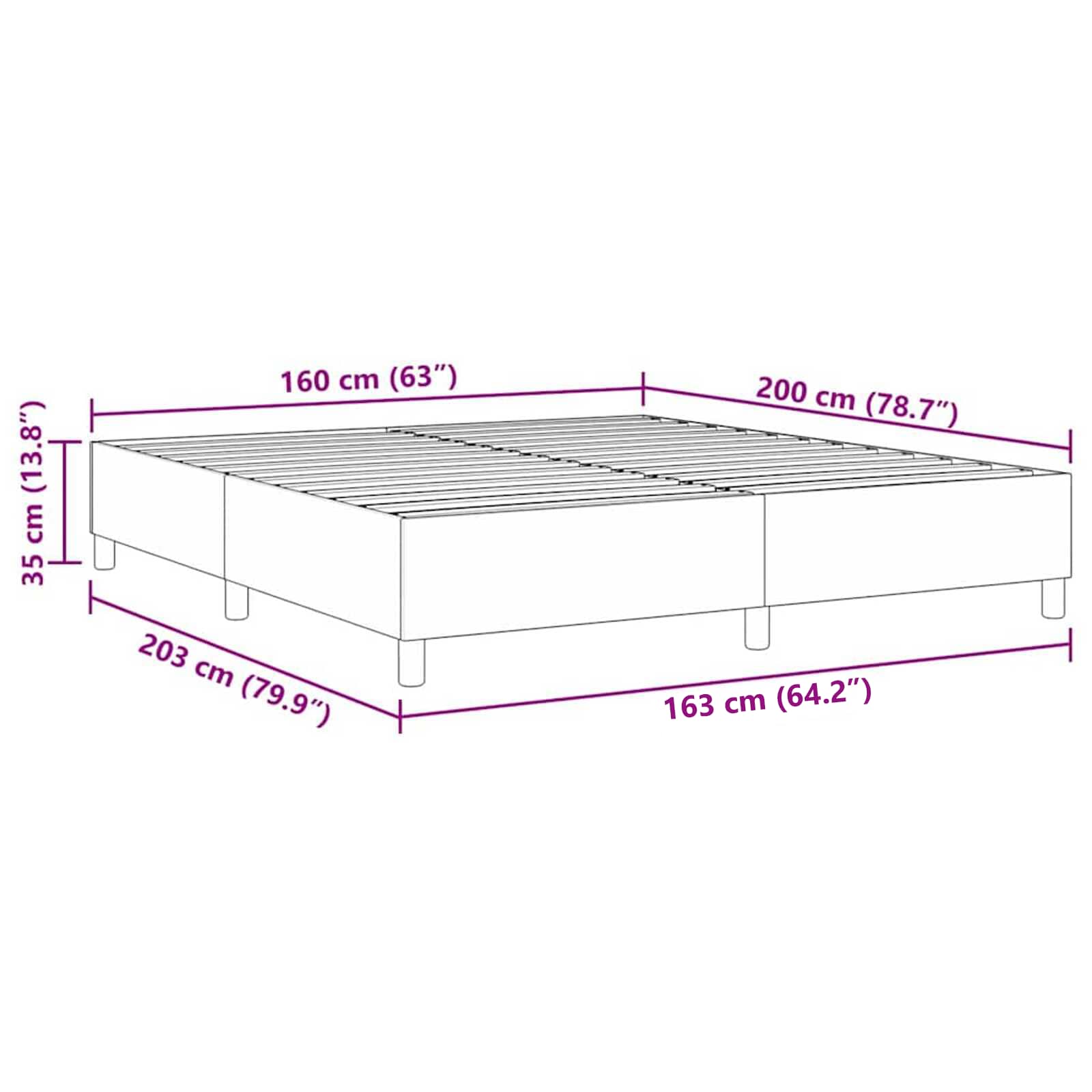 Krevetna platforma Plava 160 x 200 cm Kordura tekstil