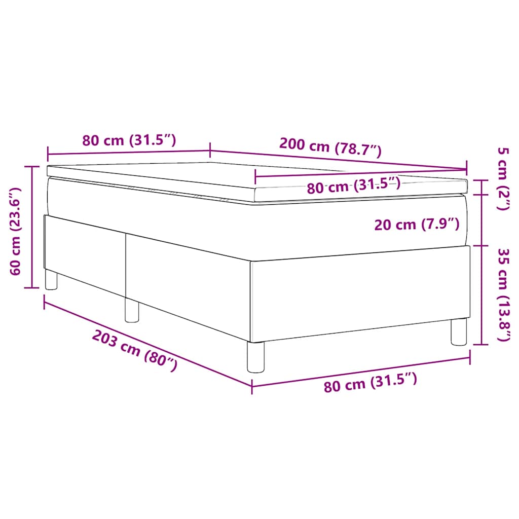 Krevet s opruga kutije Krema i bijela 80 x 200 cm