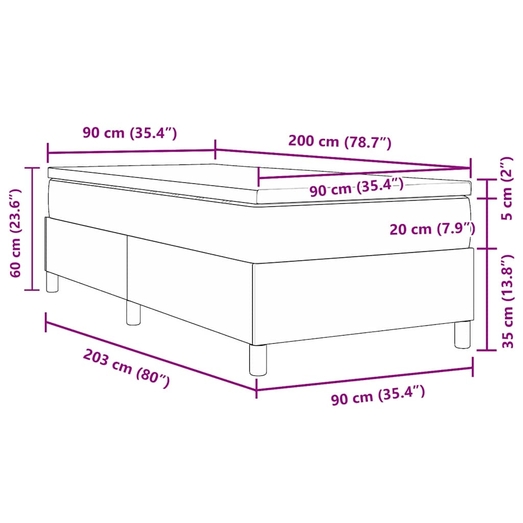 Krevet s opruga kutije Plava i bijela 90 x 200 cm