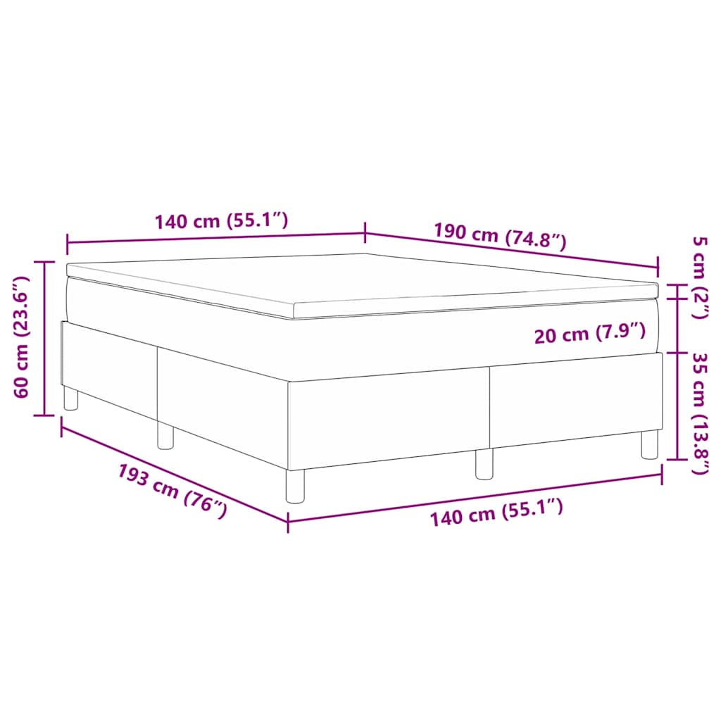 Krevet s opruga kutije Krema i bijela 140 x 190 cm