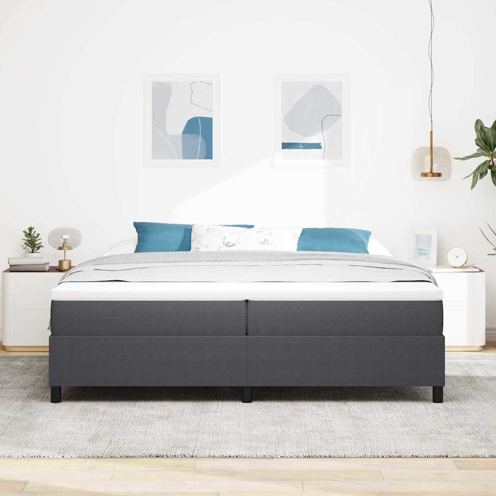 Krevet s opruga kutije Tamno siva i bijela 200 x 200 cm