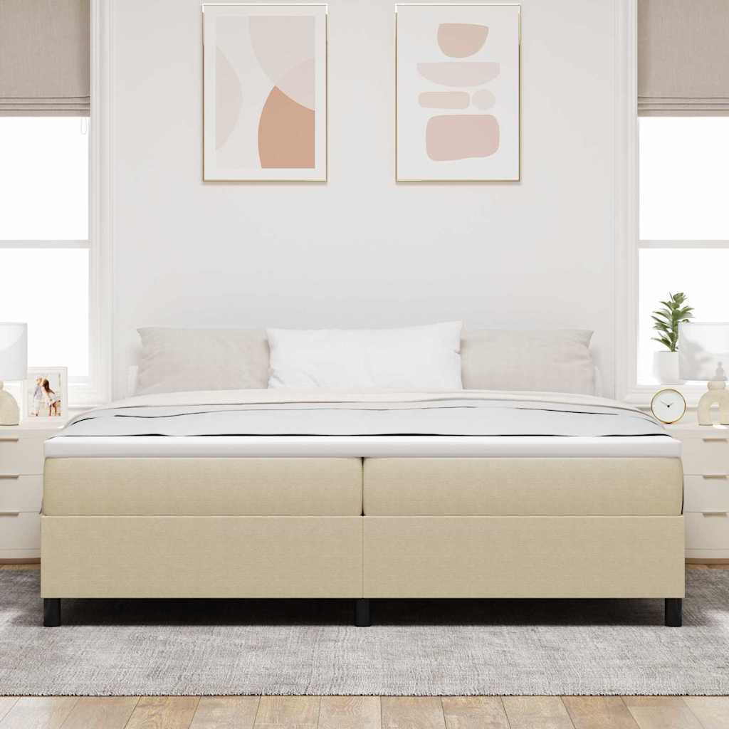Krevet s opruga kutije Svijetlo siva i bijela. 200 x 200 cm