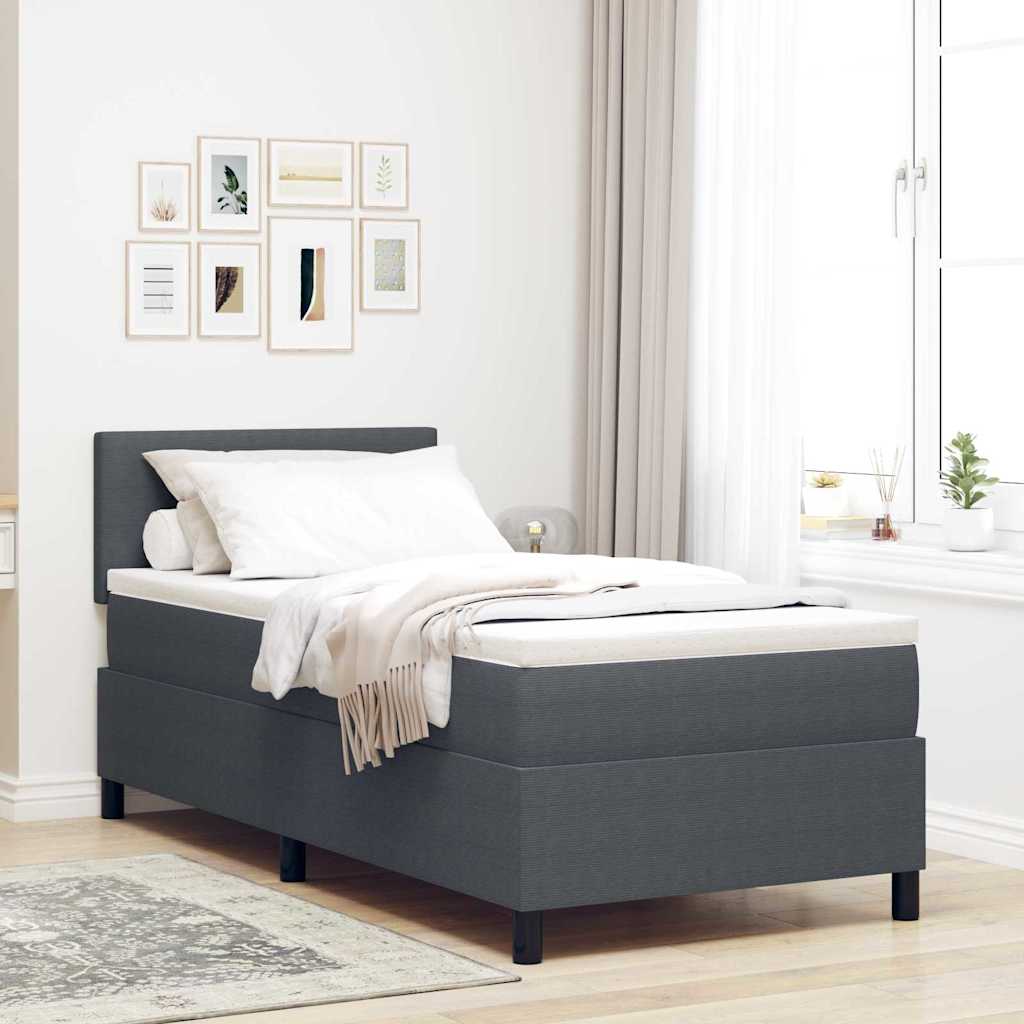 Krevet s opruga kutije Tamno siva i bijela 80 x 200 cm