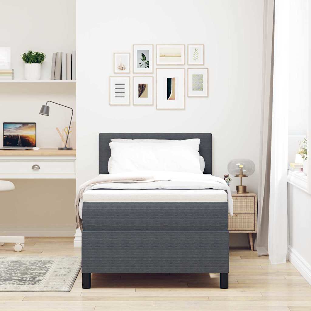 Krevet s opruga kutije Tamno siva i bijela 80 x 200 cm