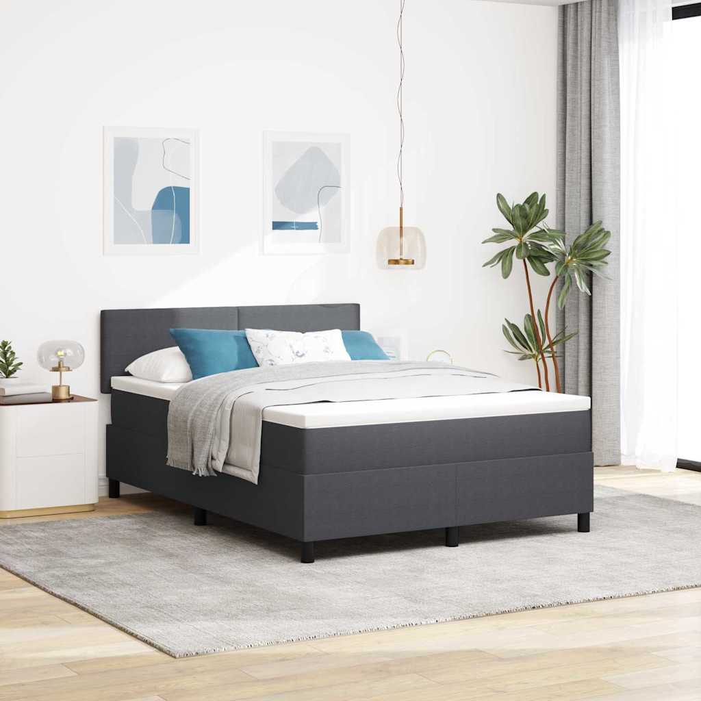 Krevet s opruga kutije Tamno siva i bijela 140 x 190 cm