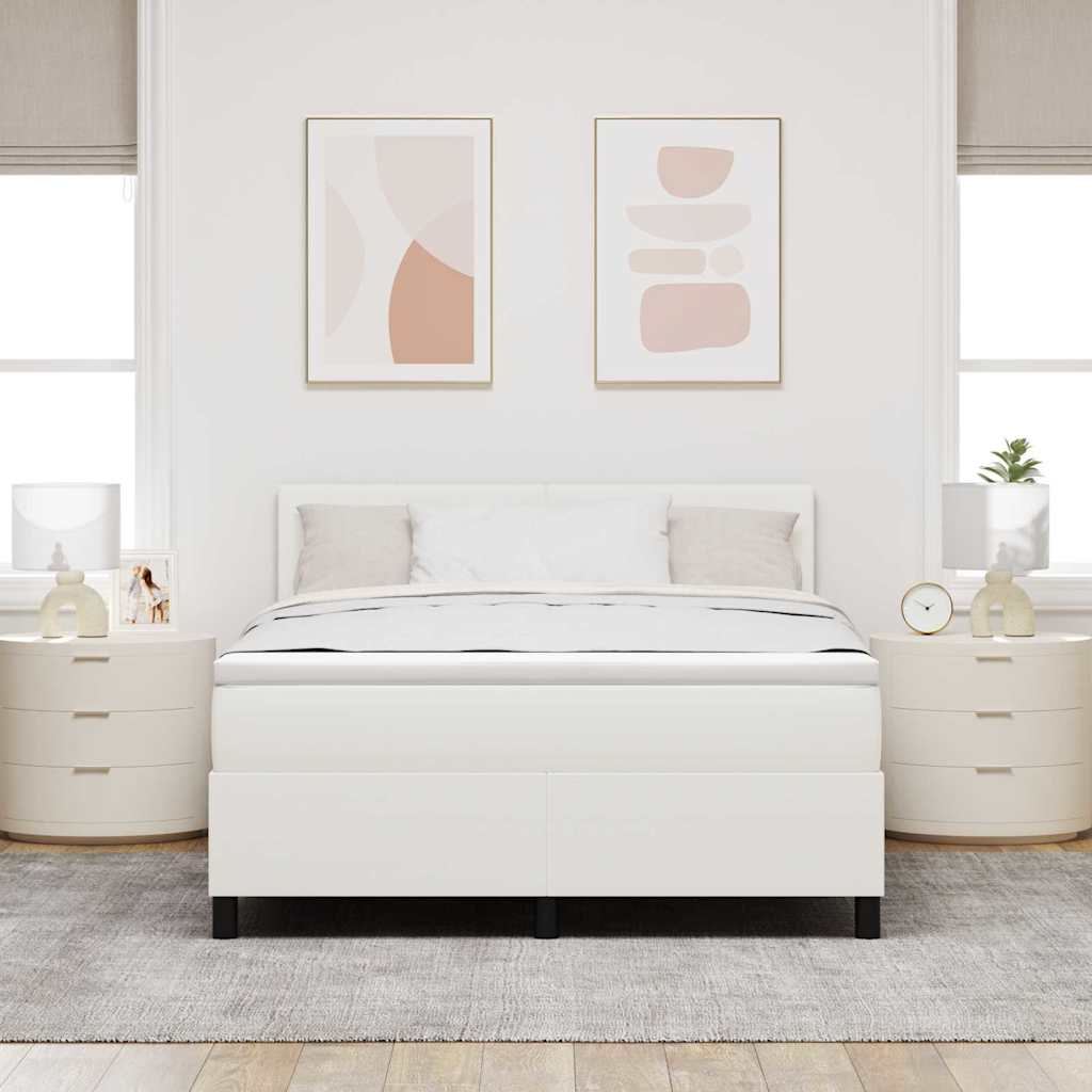 Krevet s opruga kutije s uzglavljem Krema i bijela 140 x 190 cm
