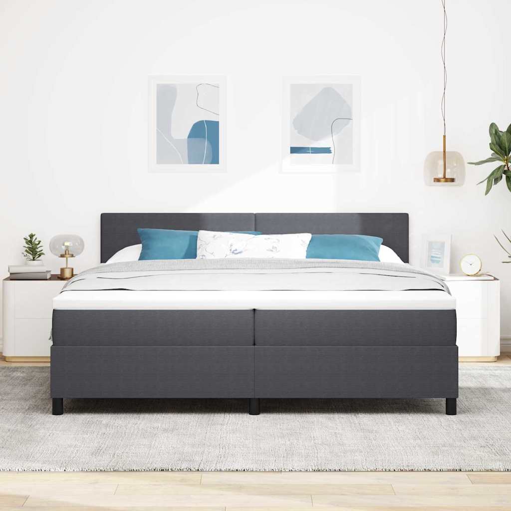 Krevet s opruga kutije Tamno siva i bijela 200 x 200 cm