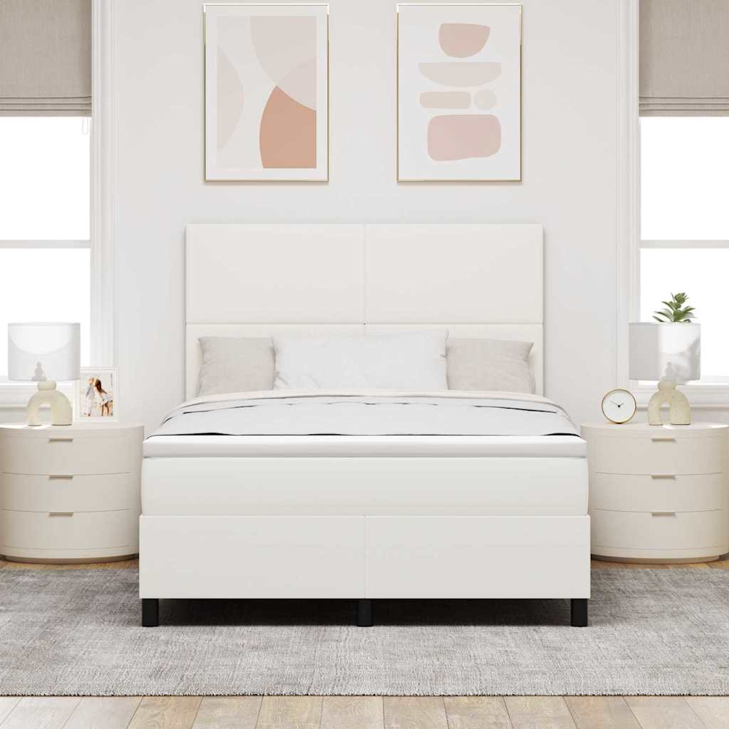 Krevet s opruga kutije s uzglavljem Krema i bijela 140 x 190 cm