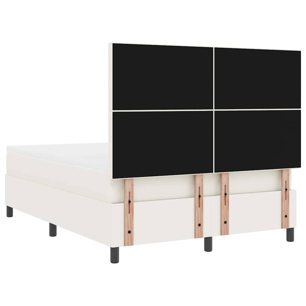 Krevet s opruga kutije s uzglavljem Krema i bijela 140 x 190 cm