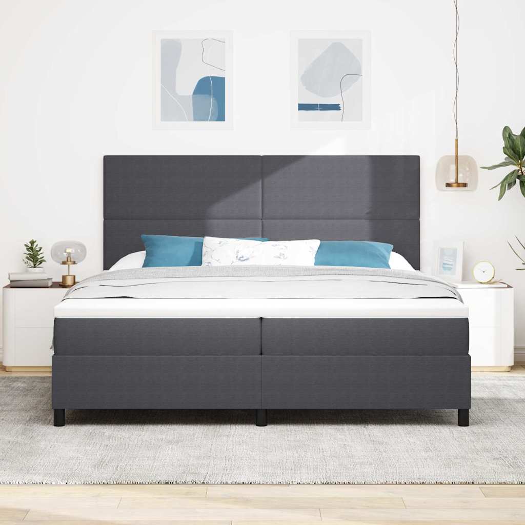 Krevet s opruga kutije Tamno siva i bijela 200 x 200 cm