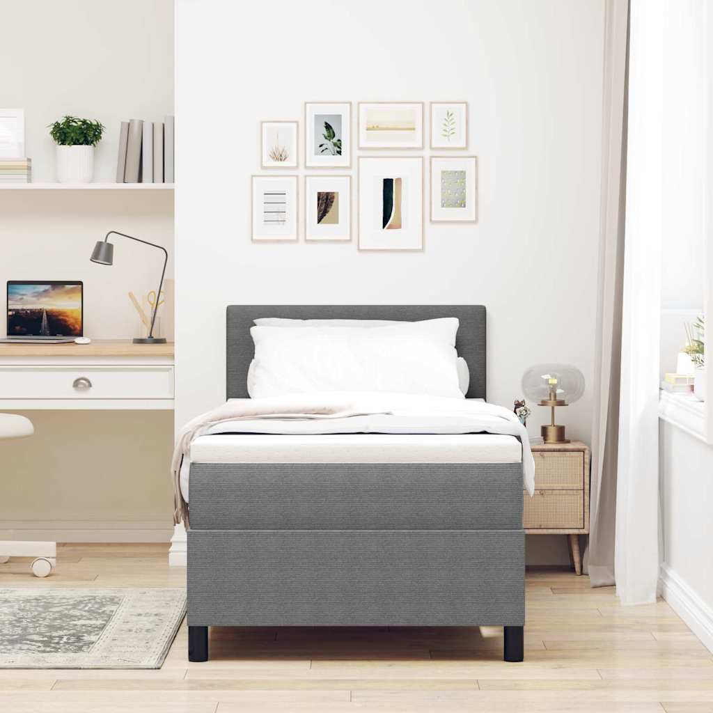 LED Box Spring Krevet Svijetlo siva i bijela. 80 x 200 cm