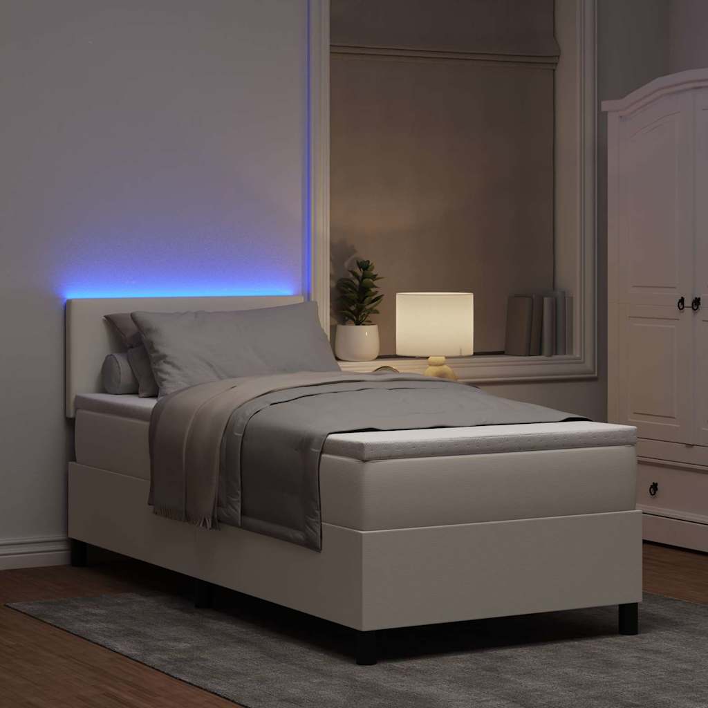 LED Box Spring Krevet s uzglavljem Krema i bijela 100 x 200 cm