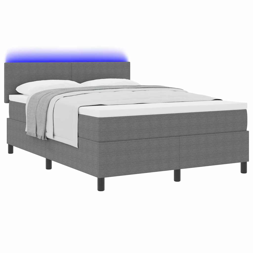 LED Box Spring Krevet Svijetlo siva i bijela. 140 x 190 cm