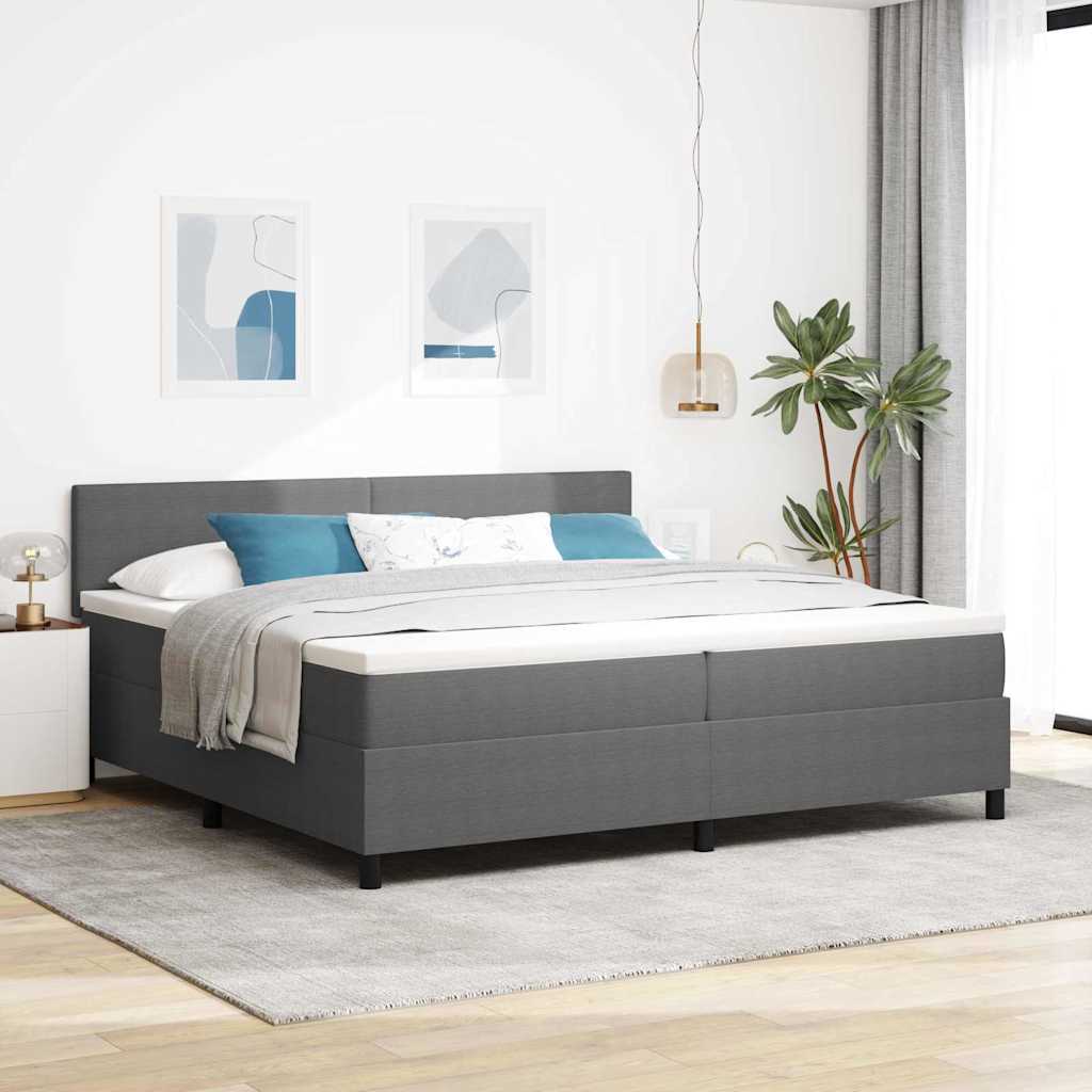 LED Box Spring Krevet Svijetlo siva i bijela. 200 x 200 cm