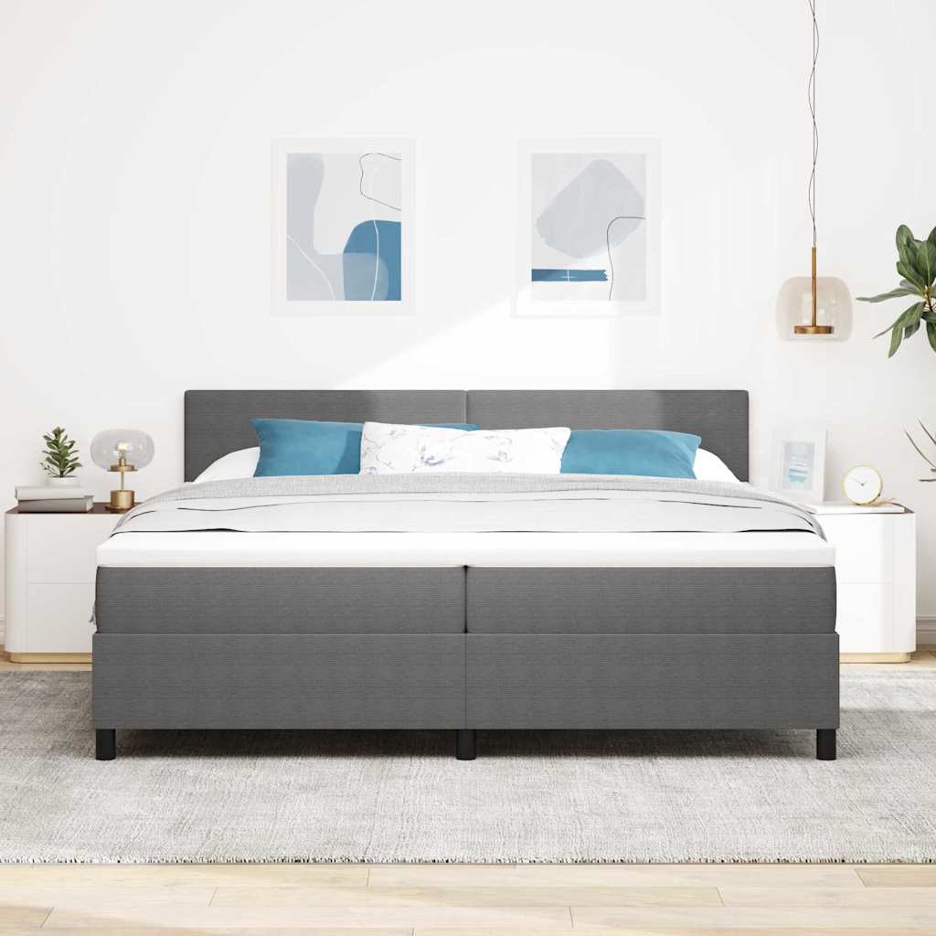 LED Box Spring Krevet Svijetlo siva i bijela. 200 x 200 cm