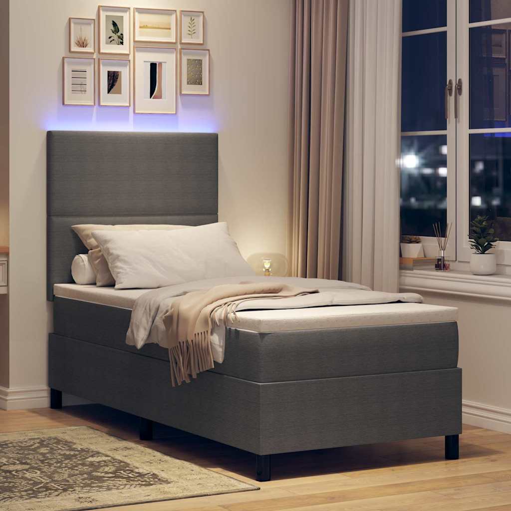 LED Box Spring Krevet Svijetlo siva i bijela. 80 x 200 cm