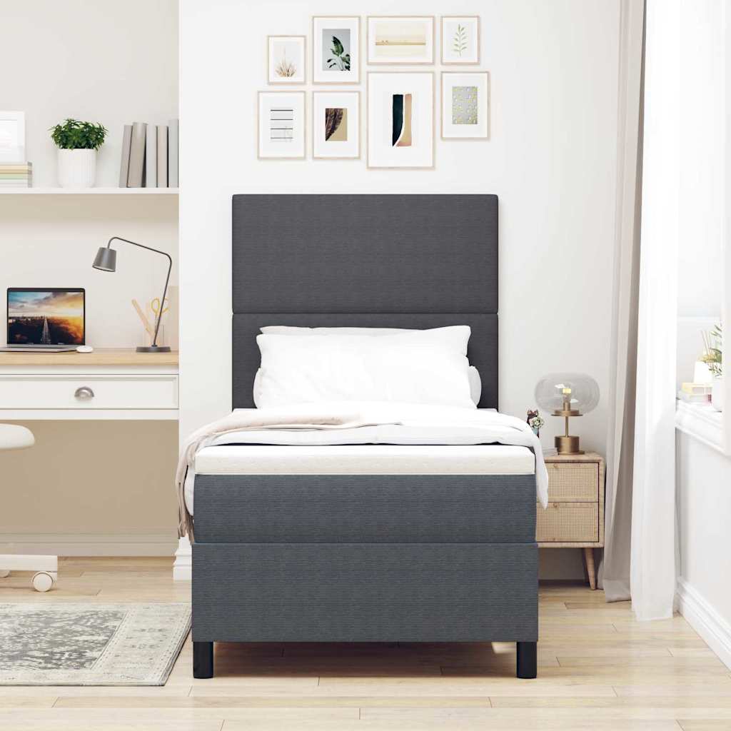 LED Box Spring Krevet Tamno siva i bijela 80 x 200 cm