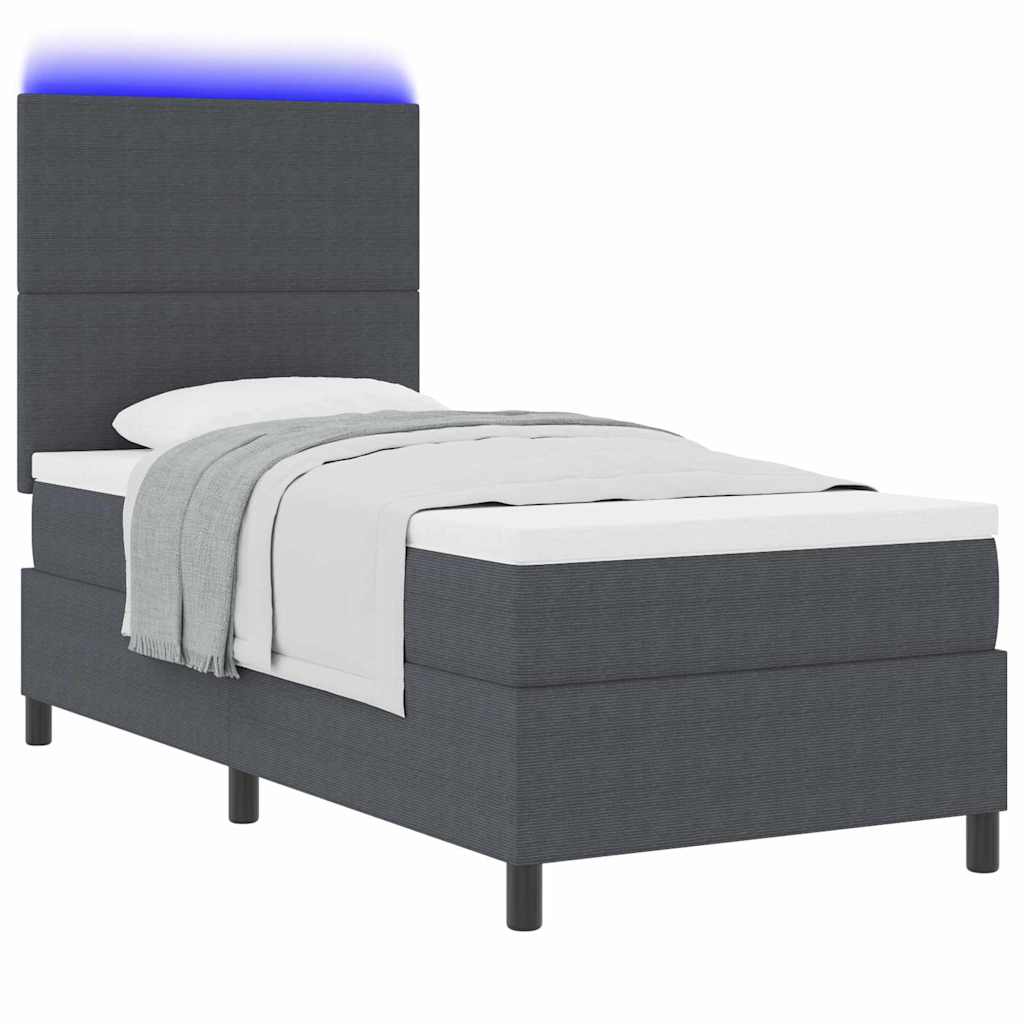LED Box Spring Krevet Tamno siva i bijela 80 x 200 cm