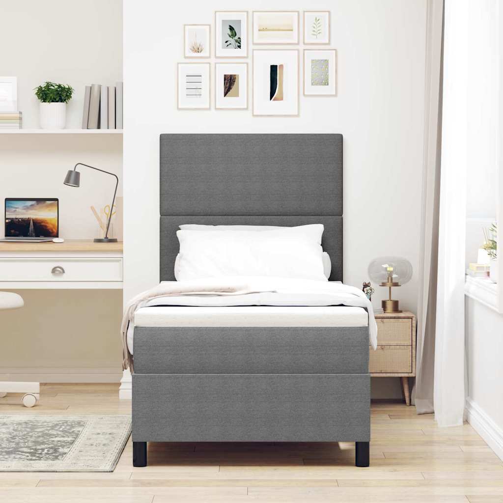 LED Box Spring Krevet Svijetlo siva i bijela. 90 x 200 cm