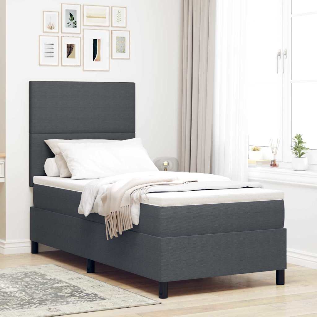 LED Box Spring Krevet Tamno siva i bijela 90 x 200 cm