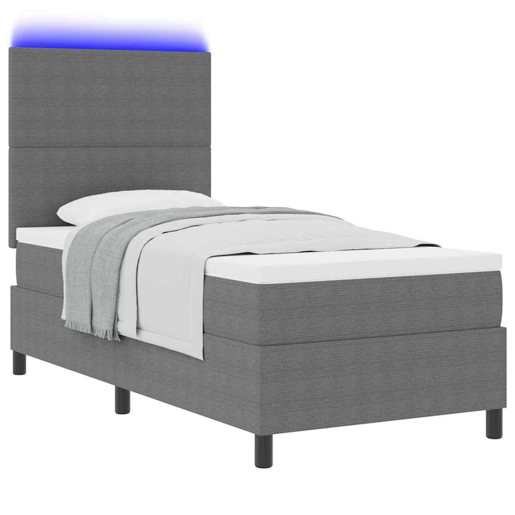 LED Box Spring Krevet Svijetlo siva i bijela. 100 x 200 cm