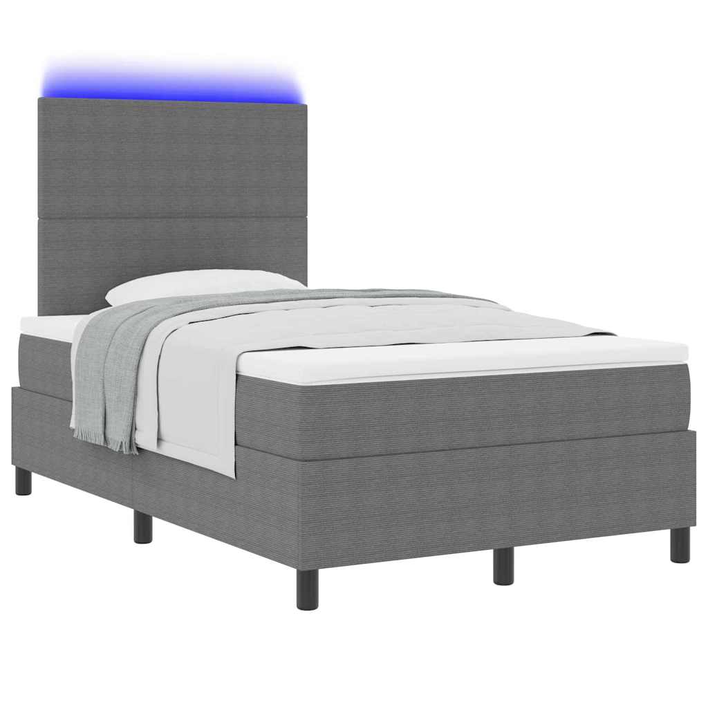 LED Box Spring Krevet Svijetlo siva i bijela. 120 x 190 cm