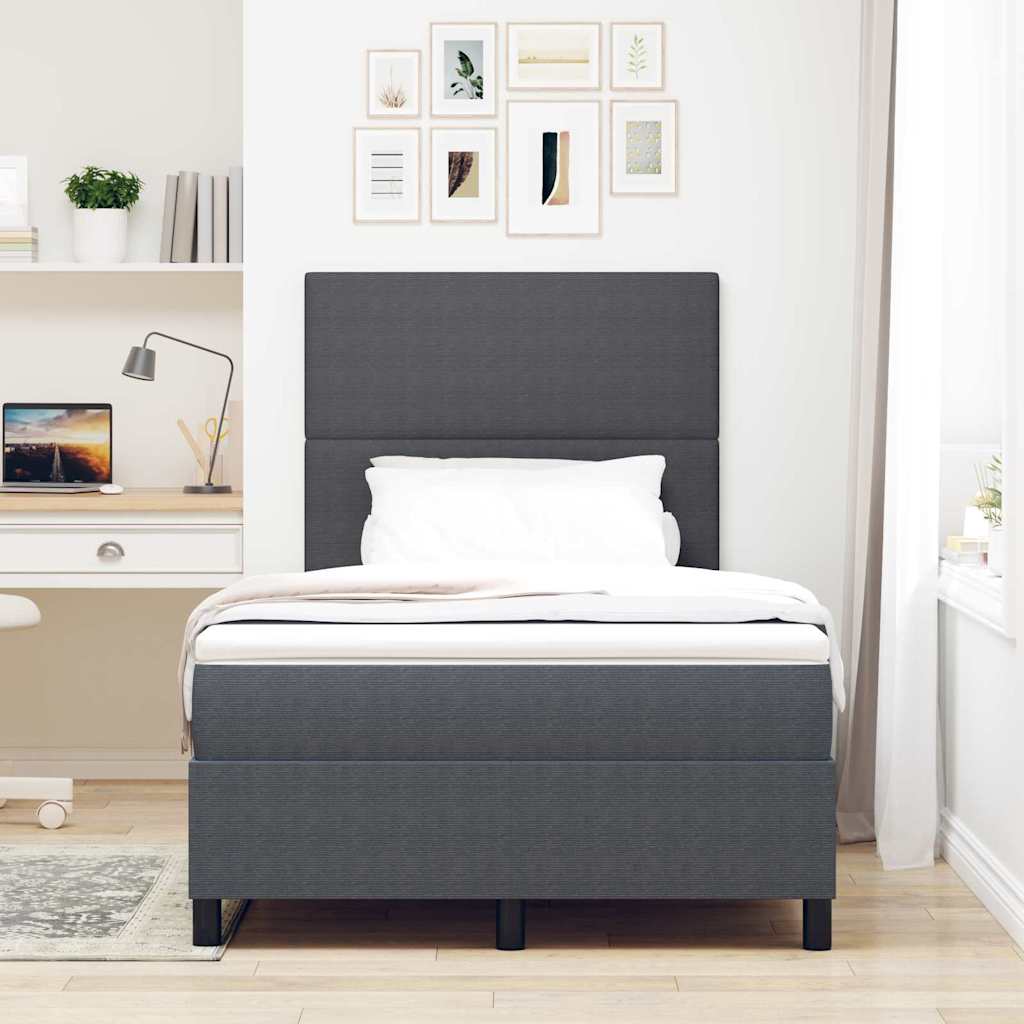 LED Box Spring Krevet Tamno siva i bijela 120 x 190 cm