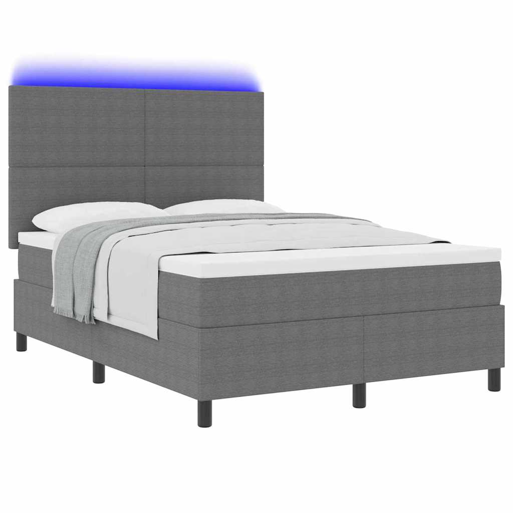 LED Box Spring Krevet Svijetlo siva i bijela. 140 x 190 cm