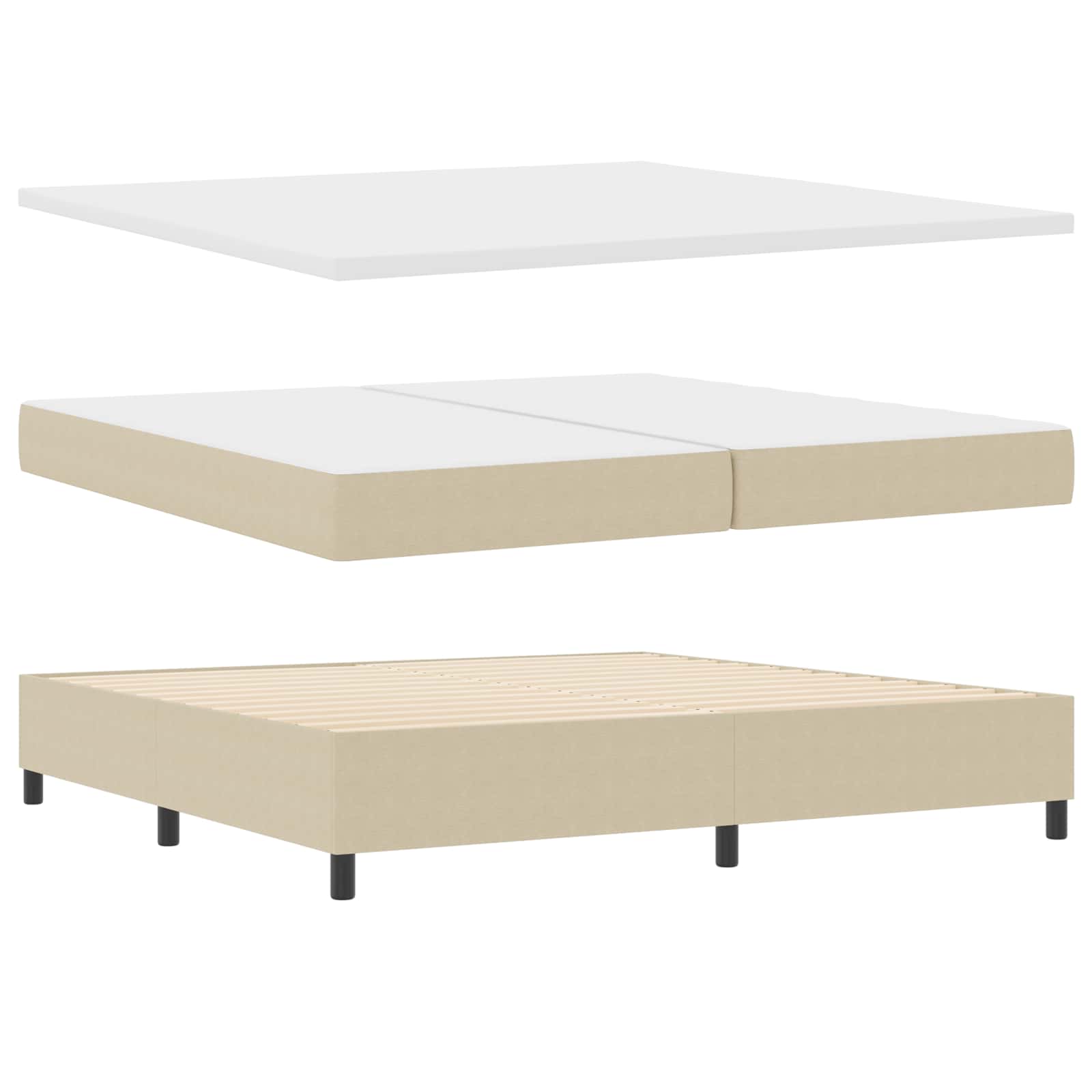 LED Box Spring Krevet Svijetlo siva i bijela. 200 x 200 cm