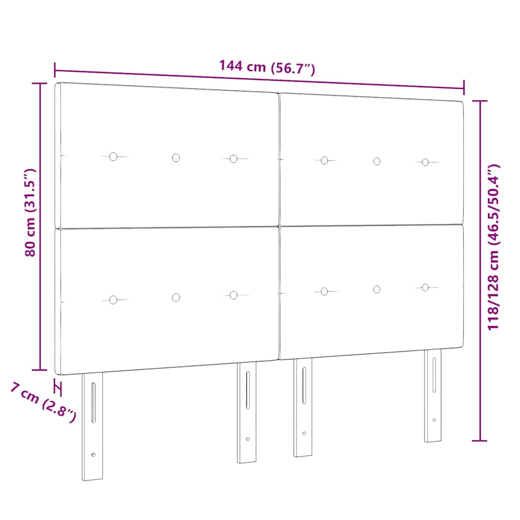 Uzglavlje Crna 144 cm Baršun