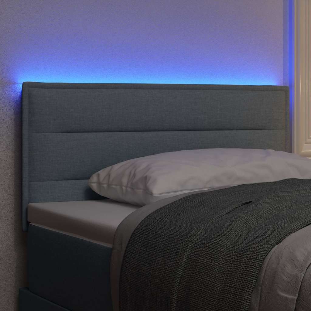LED glava kreveta s LED trakama Svijetlo siva 80 cm tkanina