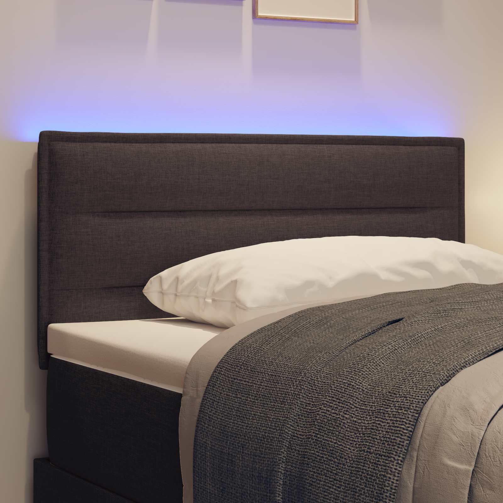 LED glava kreveta s LED trakama Tamno smeđa 80 cm tkanina