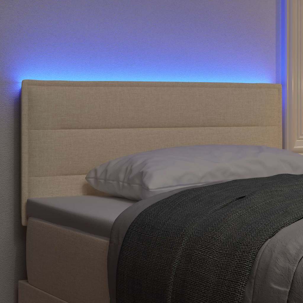 LED glava kreveta s LED trakama Krema 80 cm tkanina