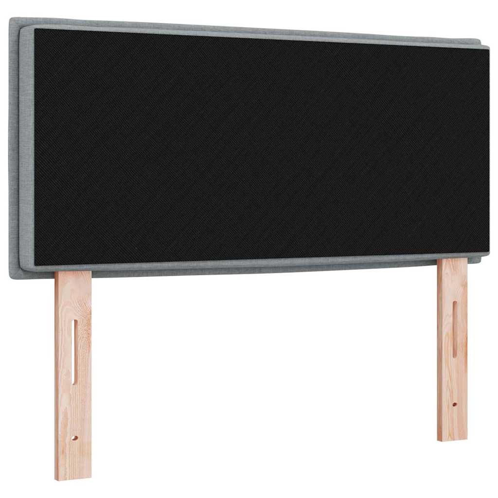 LED glava kreveta s LED trakama Svijetlo siva 90 cm tkanina
