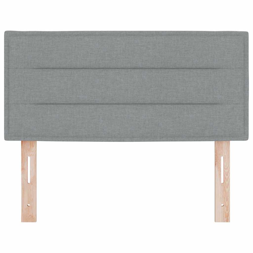 LED glava kreveta s LED trakama Svijetlo siva 90 cm tkanina