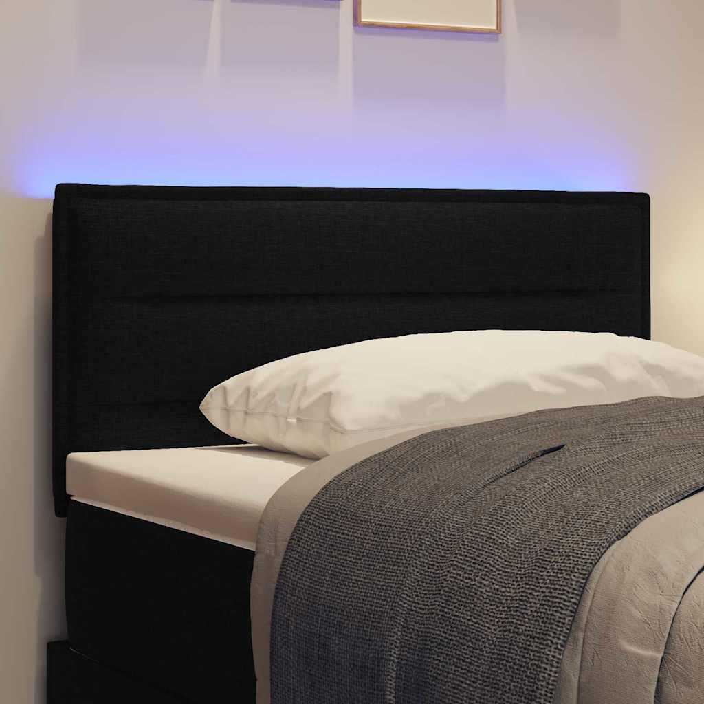 LED glava kreveta s LED trakama Crna 100 cm tkanina