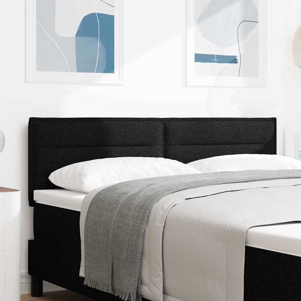 LED glava kreveta s LED trakama Crna 144 cm tkanina