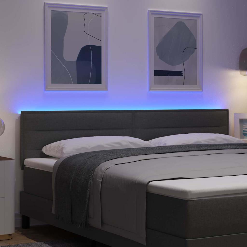 LED glava kreveta s LED trakama Tamno siva 180 cm tkanina