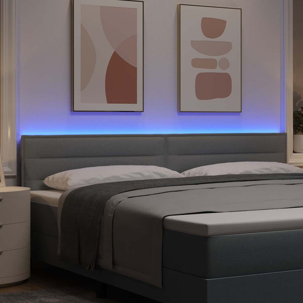 LED glava kreveta s LED trakama Svijetlo siva 200 cm tkanina