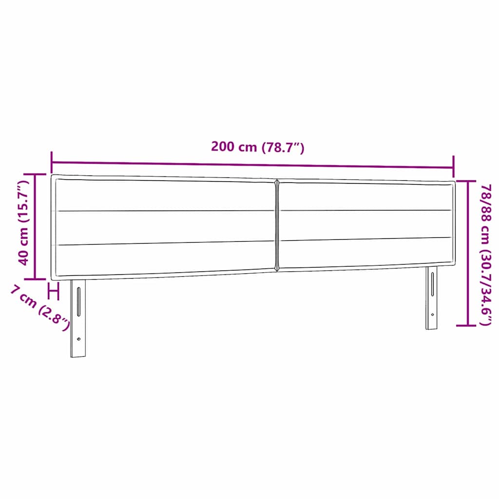 LED glava kreveta s LED trakama Krema 200 cm tkanina