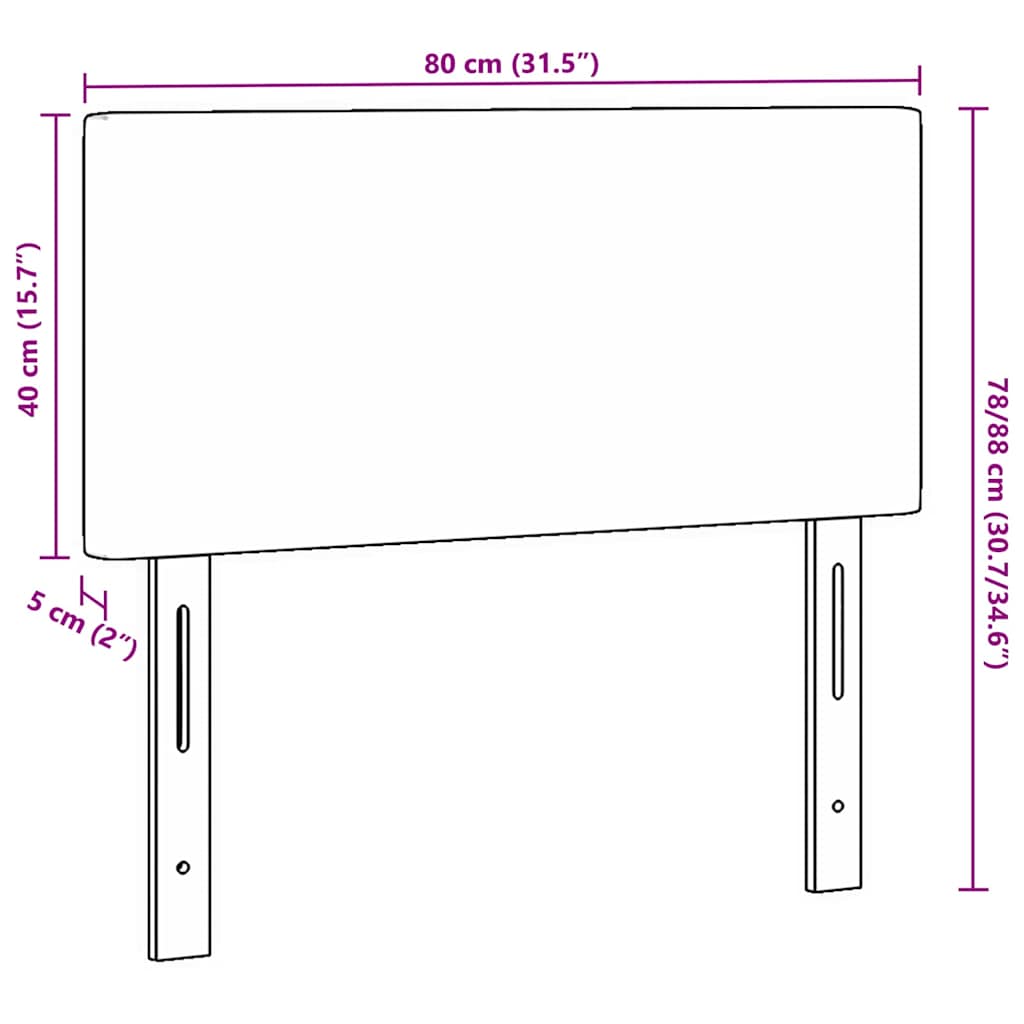 LED glava kreveta Siva zelena 80 cm Kordura tekstil