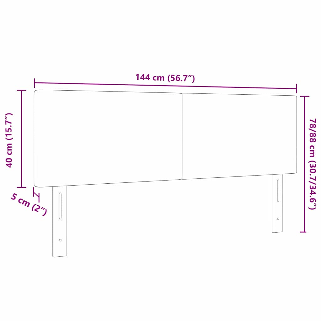 LED glava kreveta Siva zelena 144 cm Kordura tekstil