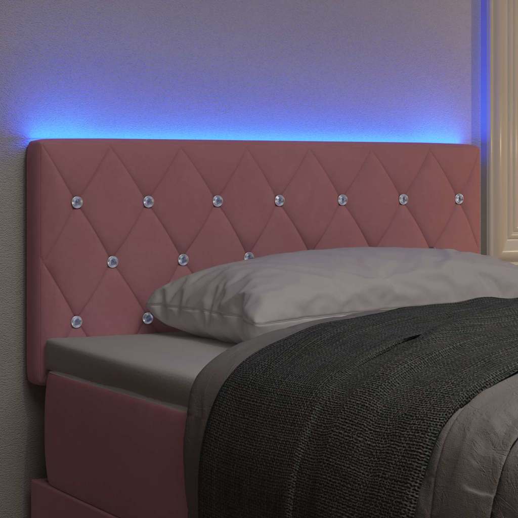 LED glava kreveta s LED trakama Ružičasta 90 cm Baršun