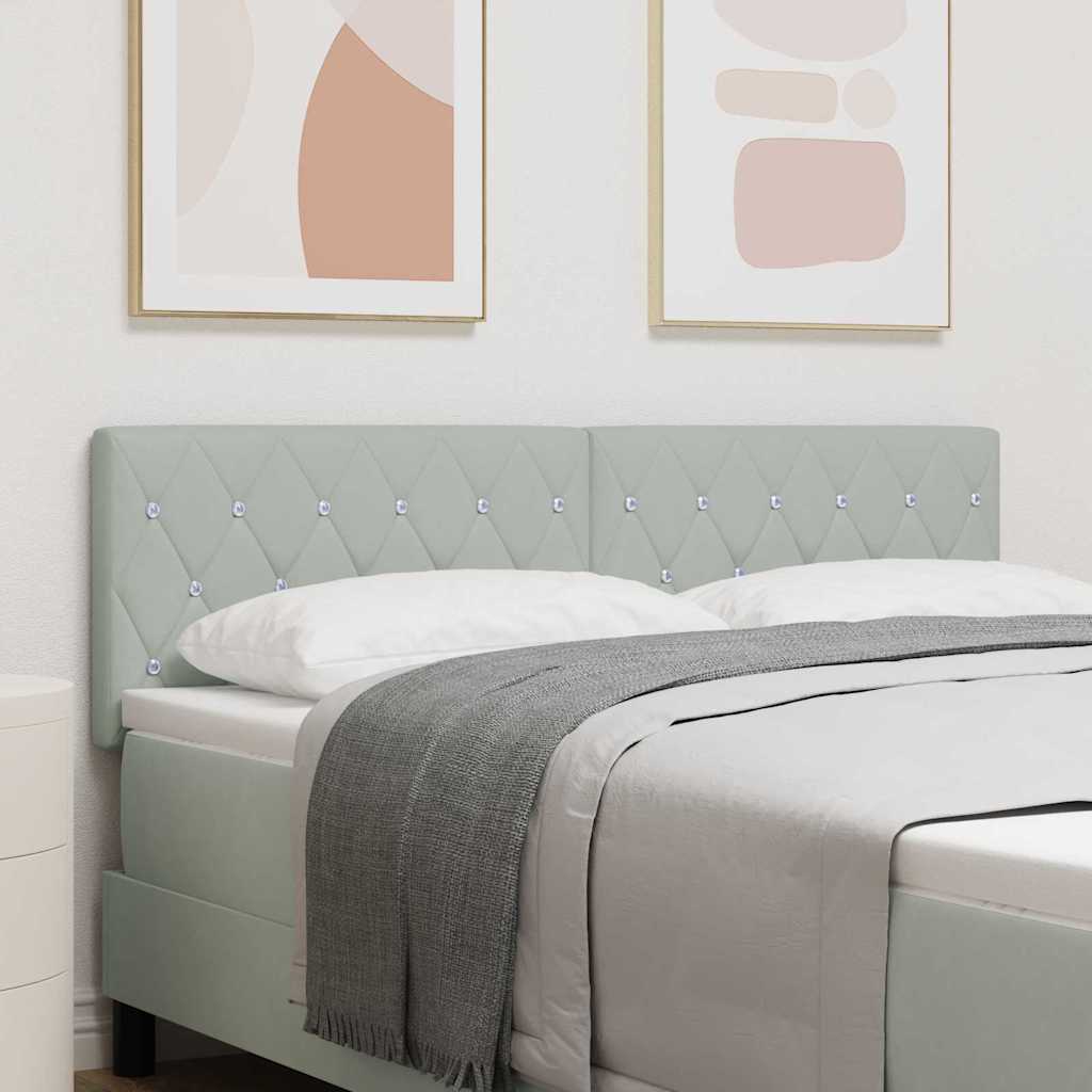 LED glava kreveta s LED trakama Svijetlo siva 144 cm Baršun