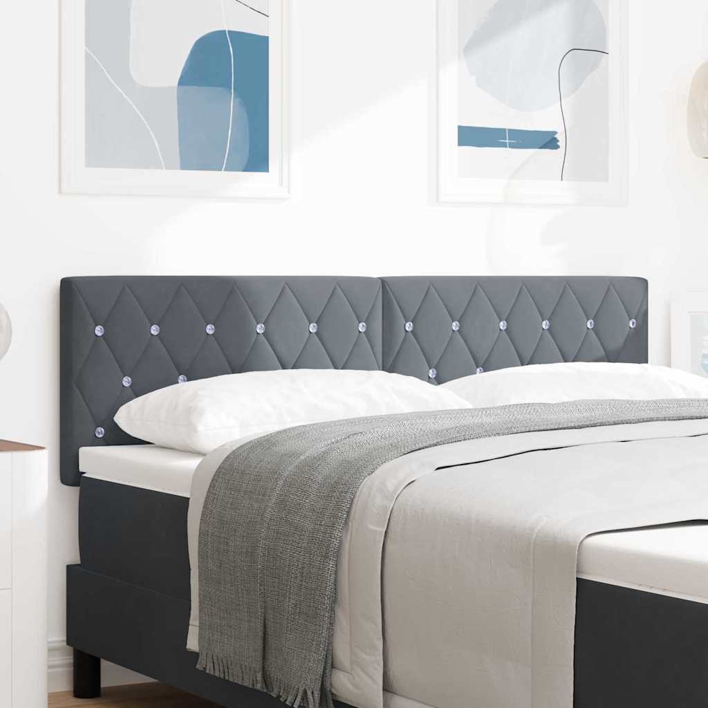 LED glava kreveta s LED trakama Tamno siva 144 cm Baršun