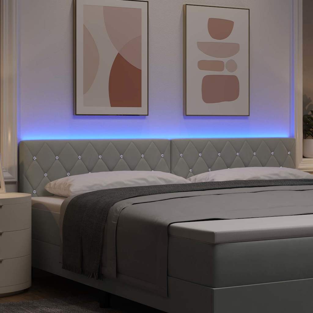 LED glava kreveta s LED trakama Svijetlo siva 200 cm Baršun