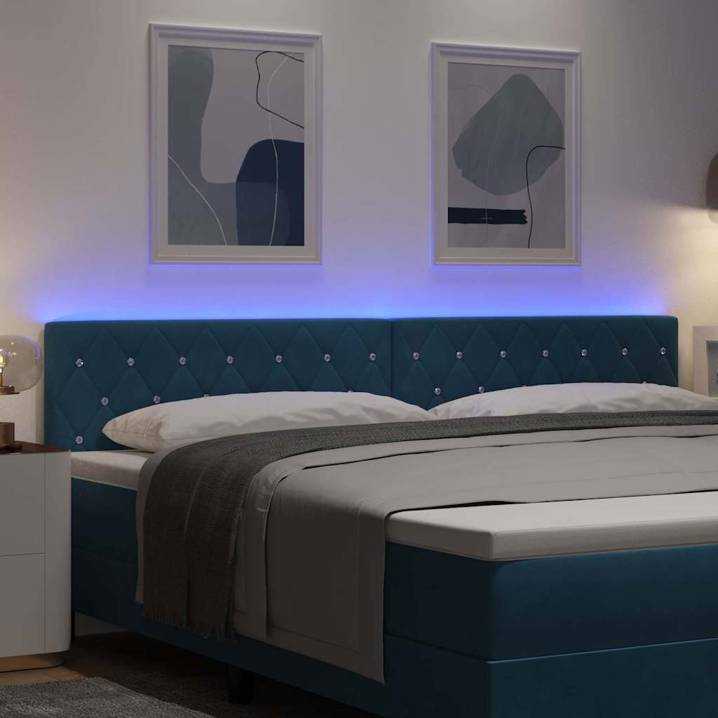 LED glava kreveta s LED trakama Tamno plava 200 cm Baršun