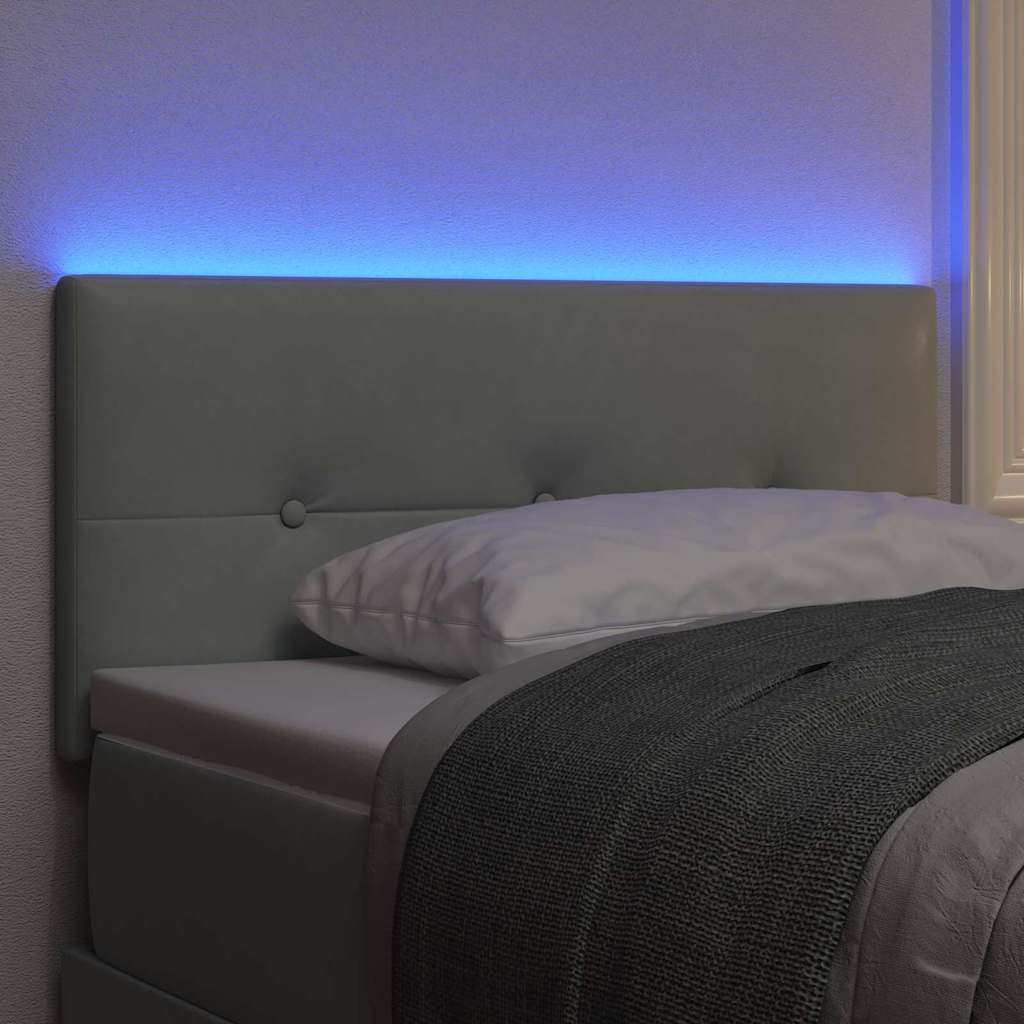 LED glava kreveta s LED trakama Svijetlo siva 80 cm Baršun