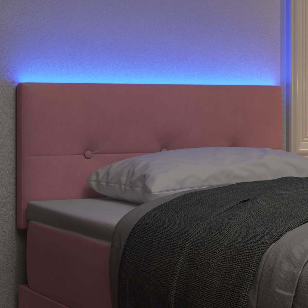 LED glava kreveta s LED trakama Ružičasta 80 cm Baršun